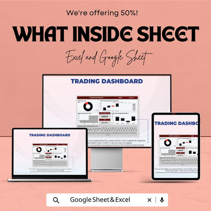 Trading Dashboard Sheet - Excel and Google Sheet for Profit & Loss, Trade Tracking, Investment Analysis - Financial Dashboard Template