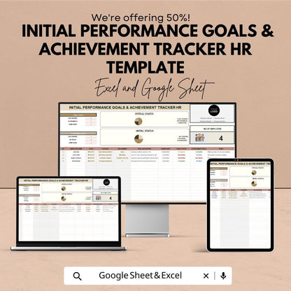 Initial Performance Goals & Achievement Tracker HR Template | Employee Goal Setting Spreadsheet | HR Tracker | Staff Progress Planner