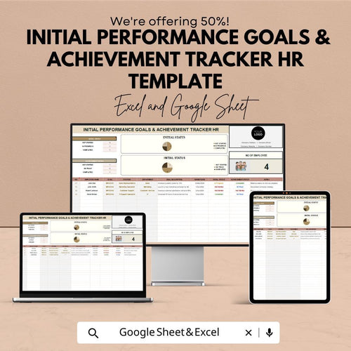 Initial Performance Goals & Achievement Tracker HR Template | Employee Goal Setting Spreadsheet | HR Tracker | Staff Progress Planner