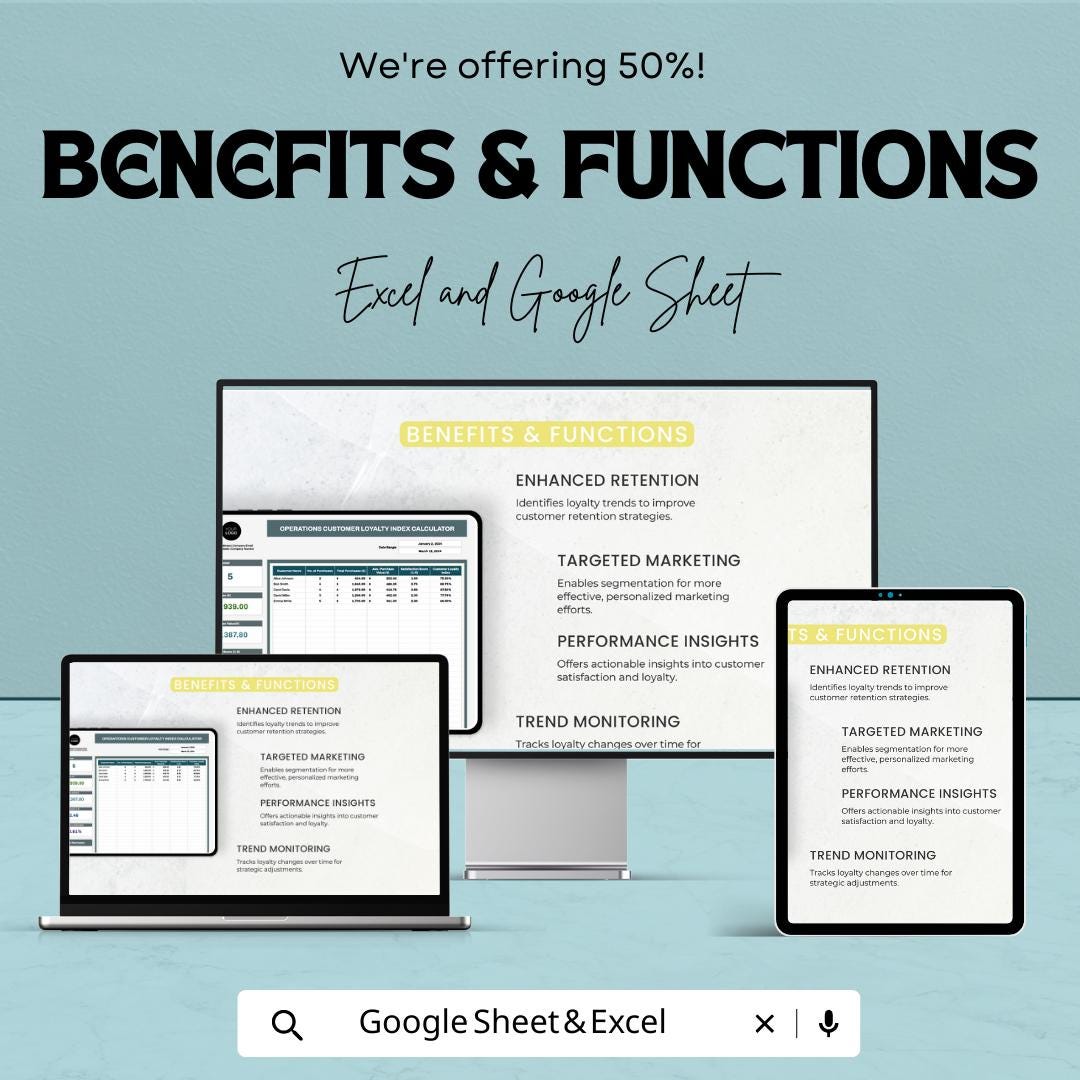 Operations Customer Loyalty Index Calculator Template | Customer Loyalty Tracker | Excel & Google Sheets