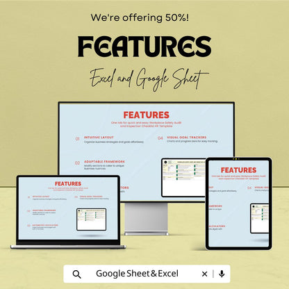 Workplace Safety Audit and Inspection Checklist HR Sheet | Google Sheet Template | Safety Management | Workplace Compliance |