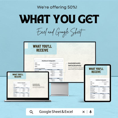 Dashboard Infographic Sheet - Excel & Google Sheet - Visual Data Tracking Dashboard Template - KPI Metrics Tracker - Business Analytics