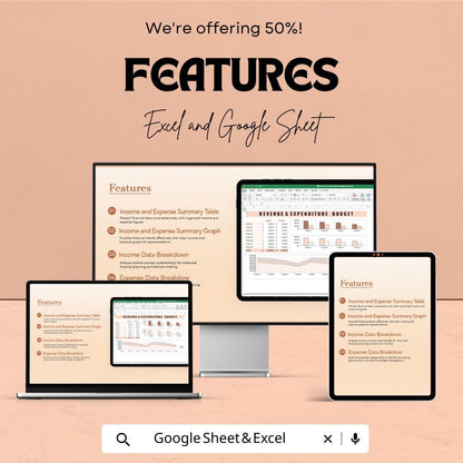 Revenue & Expenditure Budget Sheet | Monthly Income and Expense Tracker | Excel and Google Sheets Template | Business Budget Planner