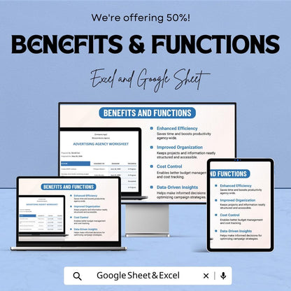 Advertising Agency Worksheet | Google Sheets Project Tracker | Campaign Management Template | Client Task Organizer | Editable Agency Sheet