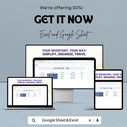 Store Inventory Sheet – Editable Excel & Google Sheet Template | Stock Tracking Dashboard | Quantity In/Out Tracker for Retail