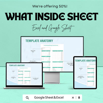 Landscape Cost Estimate Sheet | Landscaping Budget Google Sheet & Excel | Garden Project Tracker