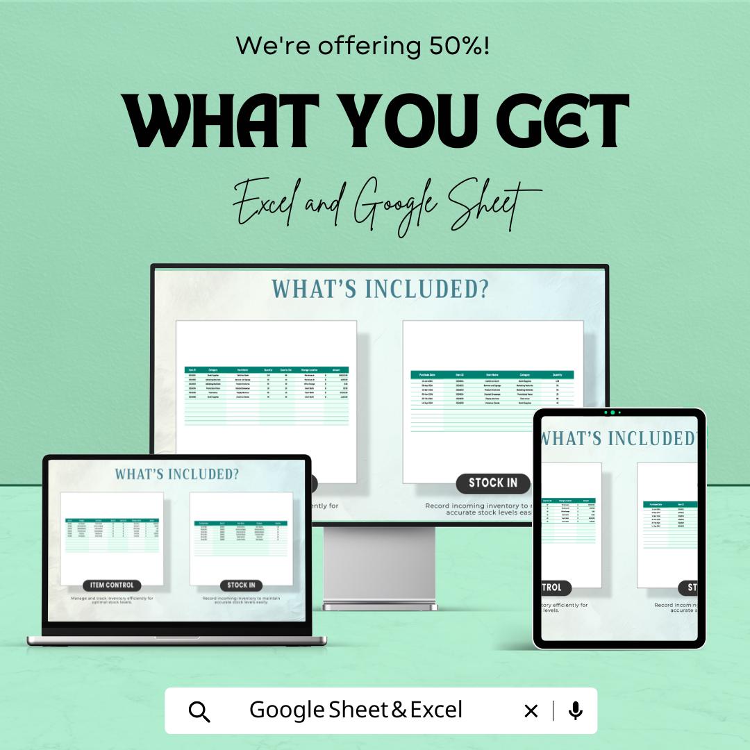 Startup Inventory Control Spreadsheet Template | Inventory Management System | Excel & Google Sheets