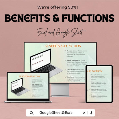 Startup HR Budget & Expense Tracker Template | Excel and Google Sheets | HR Cost Planning, Payroll Budget, Business Finance Tool