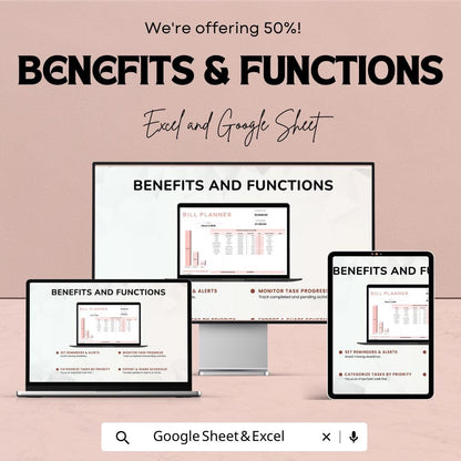 Bill Planner Template Excel and Google Sheets | Monthly Bill Tracker Spreadsheet | Budget Bill Organizer | Expense & Payment Tracker