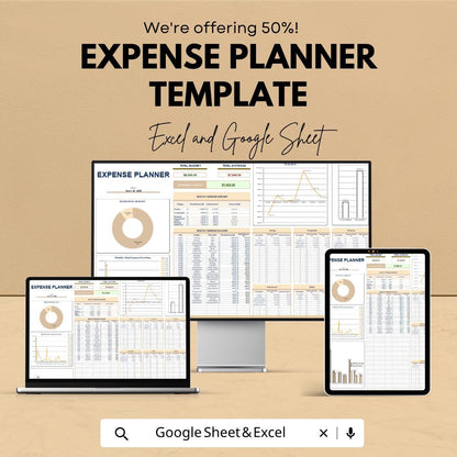 Expense Planner Template | Budget Spreadsheet | Personal Finance Tracker | Monthly Budget Planner | Excel & Google Sheets |