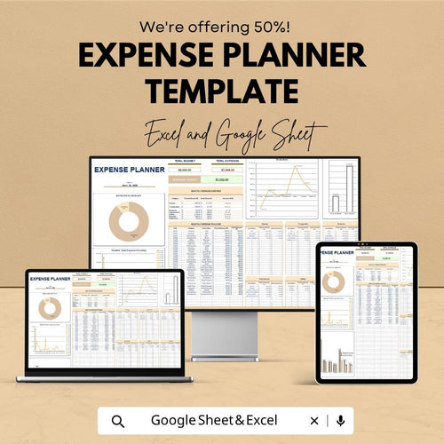 Expense Planner Template | Budget Spreadsheet | Personal Finance Tracker | Monthly Budget Planner | Excel & Google Sheets |