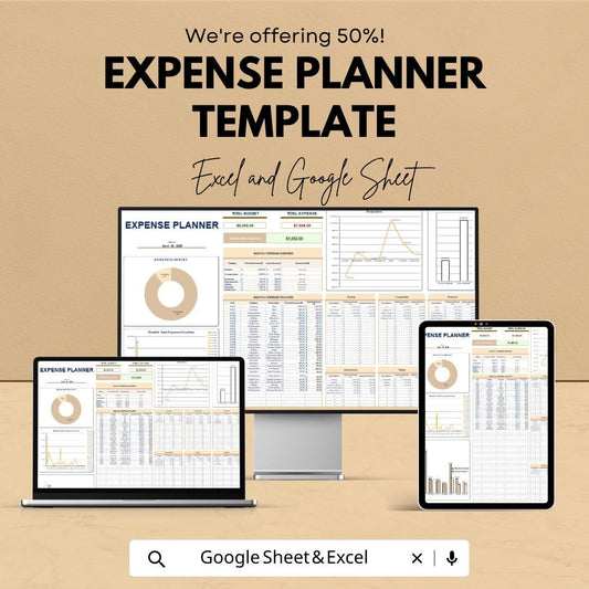 Expense Planner Template | Budget Spreadsheet | Personal Finance Tracker | Monthly Budget Planner | Excel & Google Sheets |