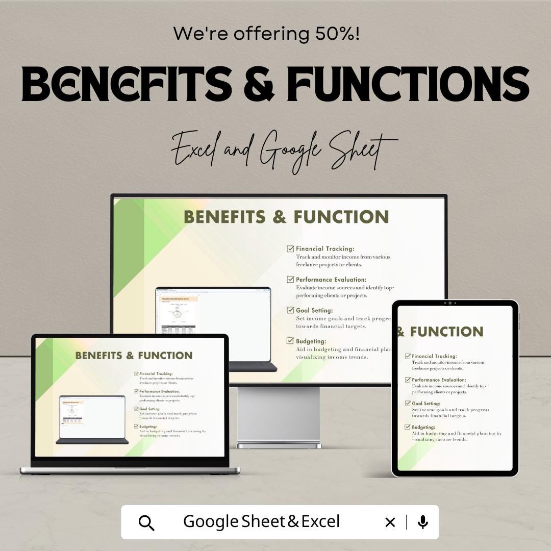 Freelance Income Radial Chart Template | Excel and Google Sheets | Income Tracker | Freelancer Earnings Dashboard | Visual Income Report