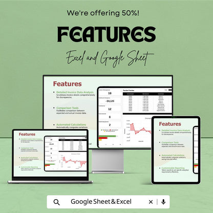 Finance Invoice Discrepancy Analysis Template, Invoice Error Tracker, Accounts Payable Audit Sheet, Billing Discrepancy Log