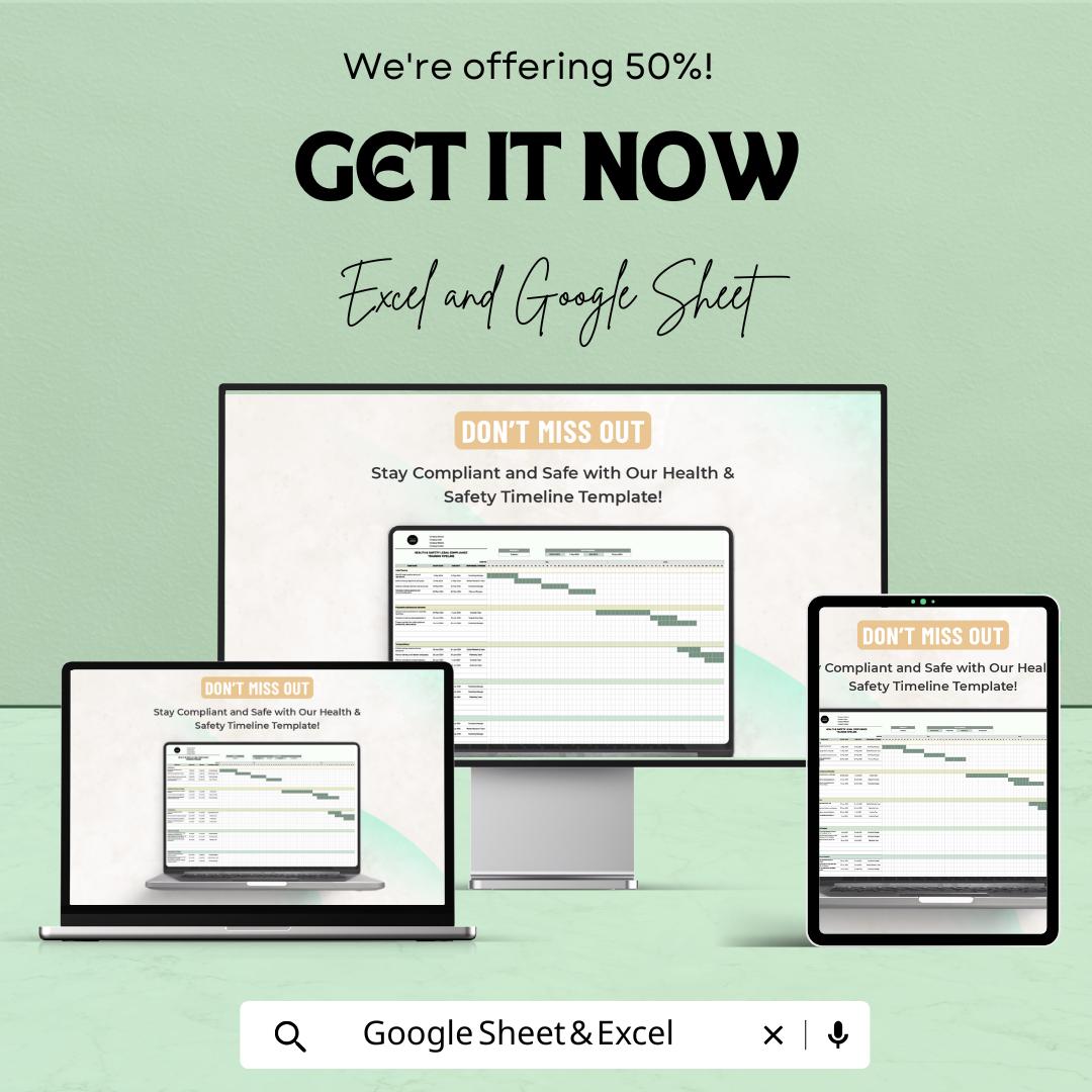 Health and Safety Legal Compliance Training Timeline Sheet | Google Sheets Template | Employee Safety & Training Tracker | Instant Download