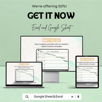 Health and Safety Legal Compliance Training Timeline Sheet | Google Sheets Template | Employee Safety & Training Tracker | Instant Download