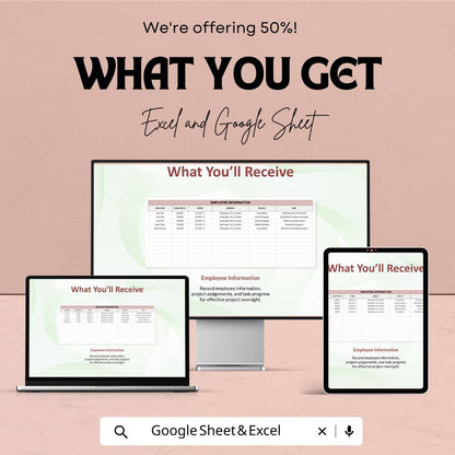 Basic Timesheet Template | Excel and Google Sheets | Employee Work Hours Tracker | Project Task Time Log | Payroll Timesheet Sheet