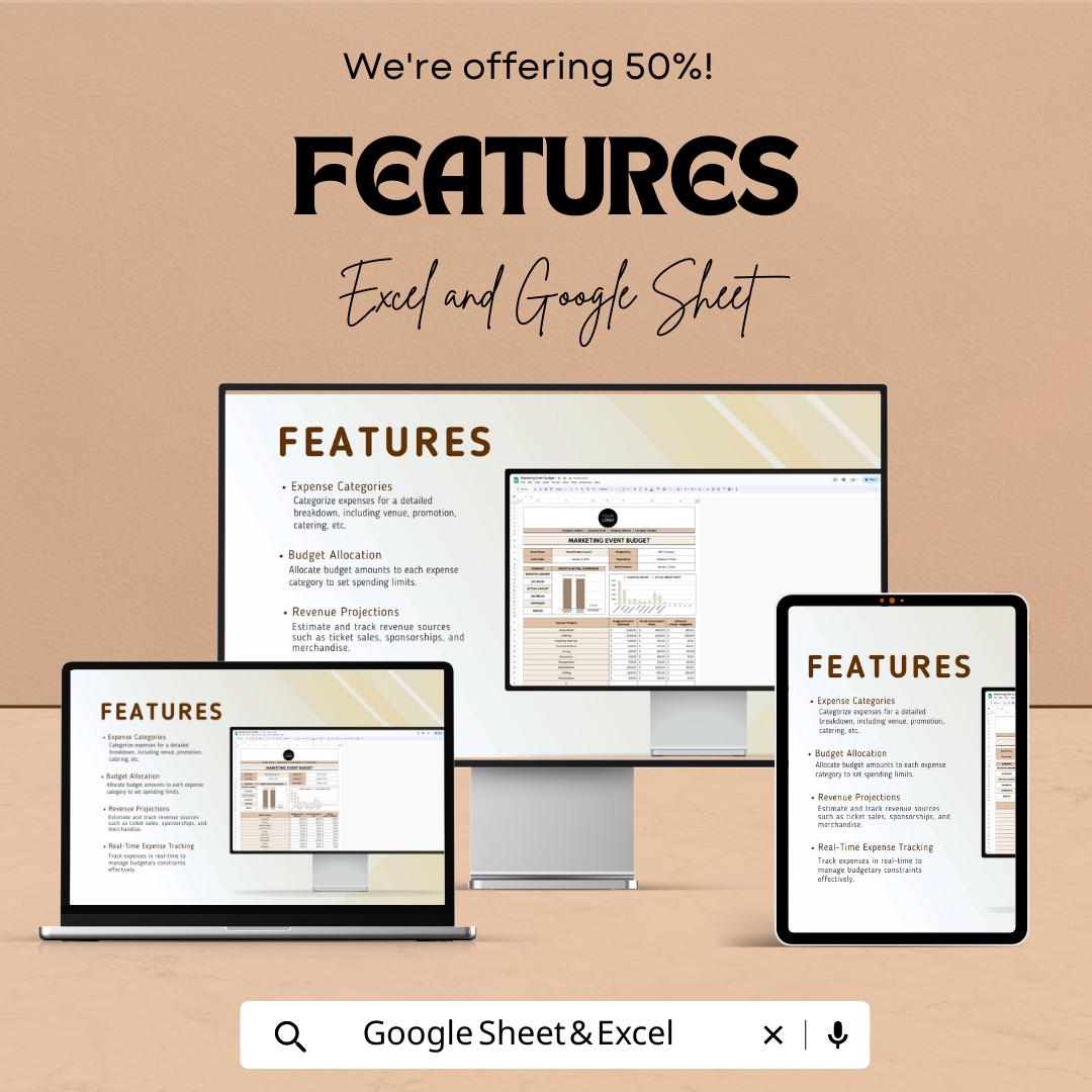 Marketing Event Budget Template, Event Budget Planner, Excel & Google Sheets Event Cost Tracker, Marketing Event Expense Spreadsheet