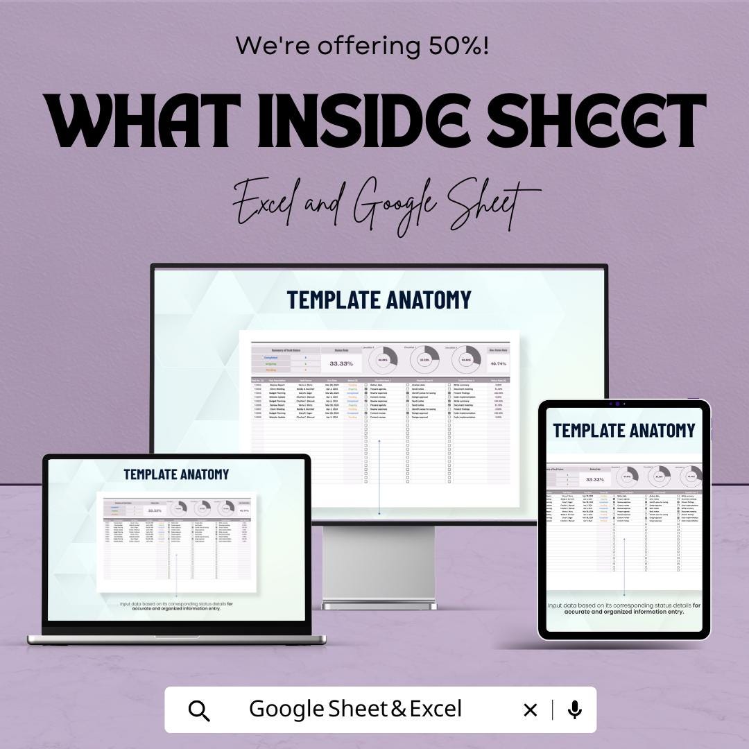 Task and Checklist Sheet - Organize Your Work Efficiently - Google Sheet Template - Task Tracker with Progress Monitor - Task Management