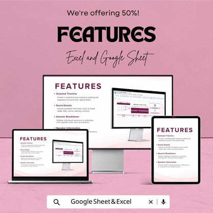 Event Schedule Template | Event Planning Spreadsheet | Google Sheets Event Planner | Excel Event Management Template |