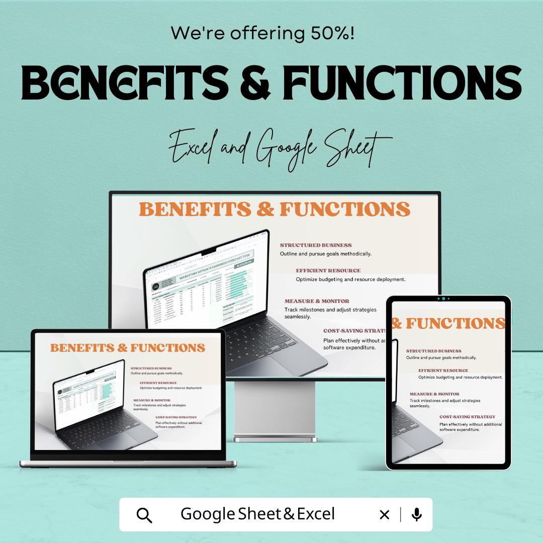 Marketing Affiliate Earnings Forecast Tool Sheet | Excel and Google Sheets | Track Affiliate Performance | Affiliate Marketing Tracker