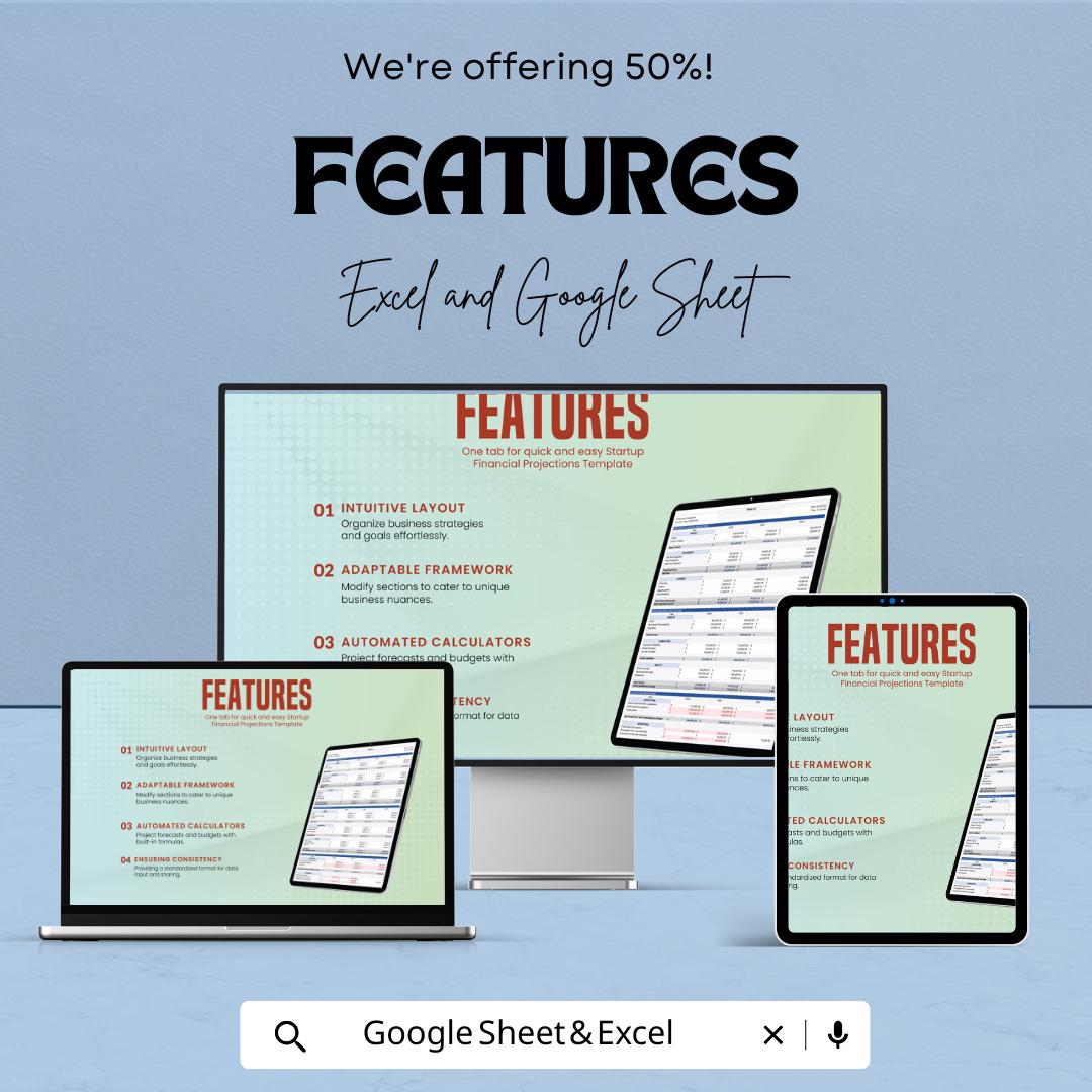 Startup Financial Projections Template | Business Forecast Spreadsheet | Income Statement & Expense Tracker