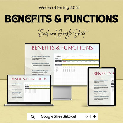 Hotel Budget Template, Forecast vs Actual, Hospitality Budget Tracker, Monthly Hotel Budget, Financial Planning Spreadsheet