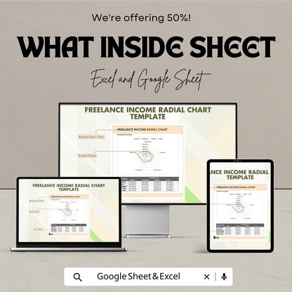 Freelance Income Radial Chart Template | Excel and Google Sheets | Income Tracker | Freelancer Earnings Dashboard | Visual Income Report