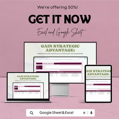 Competitive Analysis Report Template | Market Research Spreadsheet | Competitor Tracking Report | Business Strategy Template |
