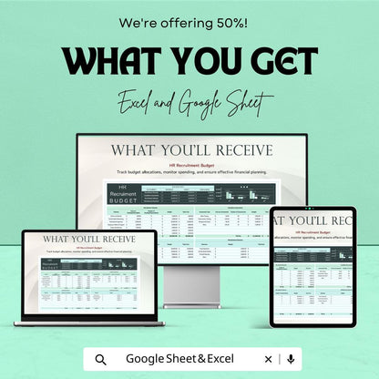 HR Recruitment Budget Sheet for Excel & Google Sheets - Track Recruitment Costs, Budget, and Expenses