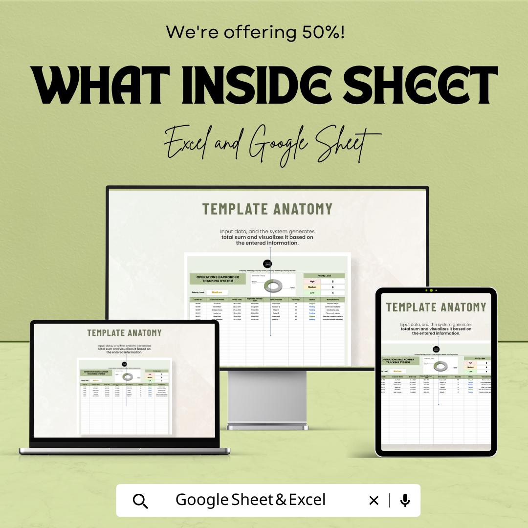Operations Backorder Tracking System Template | Order Management Spreadsheet | Excel & Google Sheets