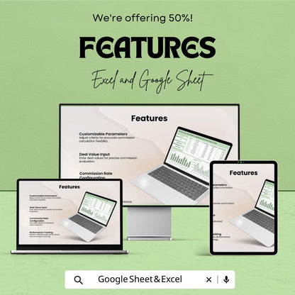 Sales Deal Closure Commission Calculator Template | Excel & Google Sheets | Sales Commission Spreadsheet | Commission Tracker