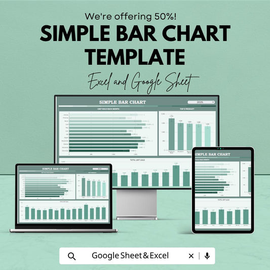 Simple Bar Chart Template | Data Visualization Dashboard | Sales & Performance Chart | Editable Graph Template