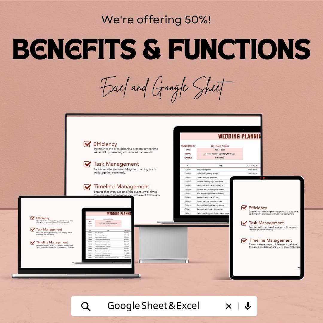Wedding Planning Template  | Wedding Planner Google Sheets | Wedding Checklist & Timeline | Bridal Organizer
