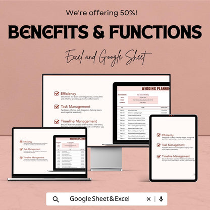 Wedding Planning Template  | Wedding Planner Google Sheets | Wedding Checklist & Timeline | Bridal Organizer