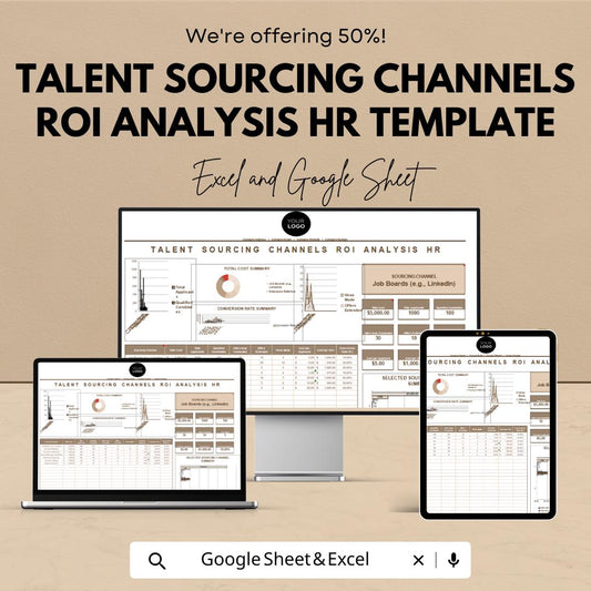 Talent Sourcing Channels ROI Analysis HR Template | Excel & Google Sheets Hiring ROI Tracker | Recruitment Analytics Spreadsheet
