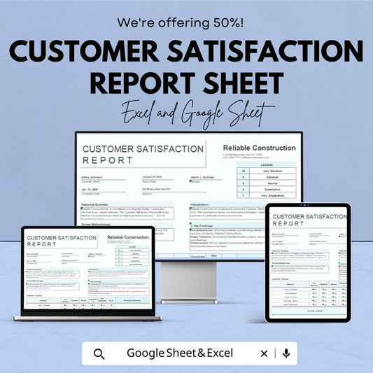Customer Satisfaction Report Template for Business Feedback | Excel & Google Sheets | 50% OFF
