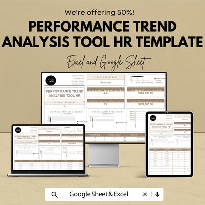 Performance Trend Analysis Tool | HR Template for Excel & Google Sheets | Employee Performance Dashboard | HR Analytics