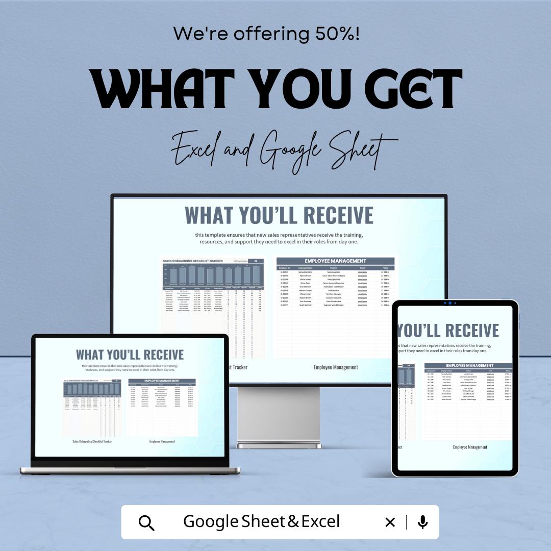 Sales Onboarding Checklist Tracker Template | Excel & Google Sheets | New Hire Sales Training Tracker | Employee Onboarding Dashboard