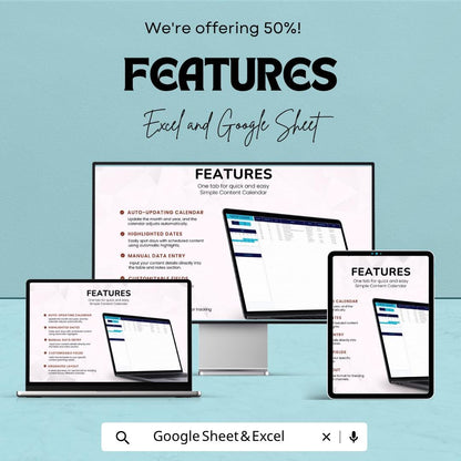 Content Calendar Template | Social Media Planner | Content Planner Spreadsheet | Marketing Calendar | Editable Template