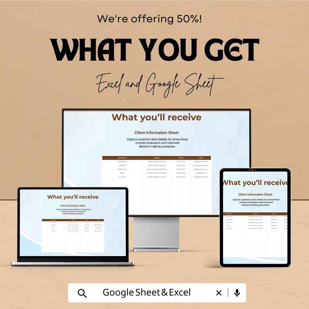 Sales Contract Value and Profit Margin Calculator Template, , Profit Tracker, Contract Value Spreadsheet, Business Profit Tool
