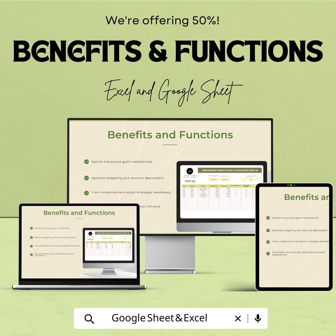 Onboarding Vendor Costs & Evaluation Sheet HR Template | Vendor Cost Tracker | HR Budget Tool | Excel and Google Sheets