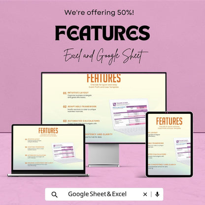 Event Profit and Loss Template | Profit and Loss Spreadsheet | Event Budget Tracker | Business Income Expense Sheet | Excel & Google Sheets