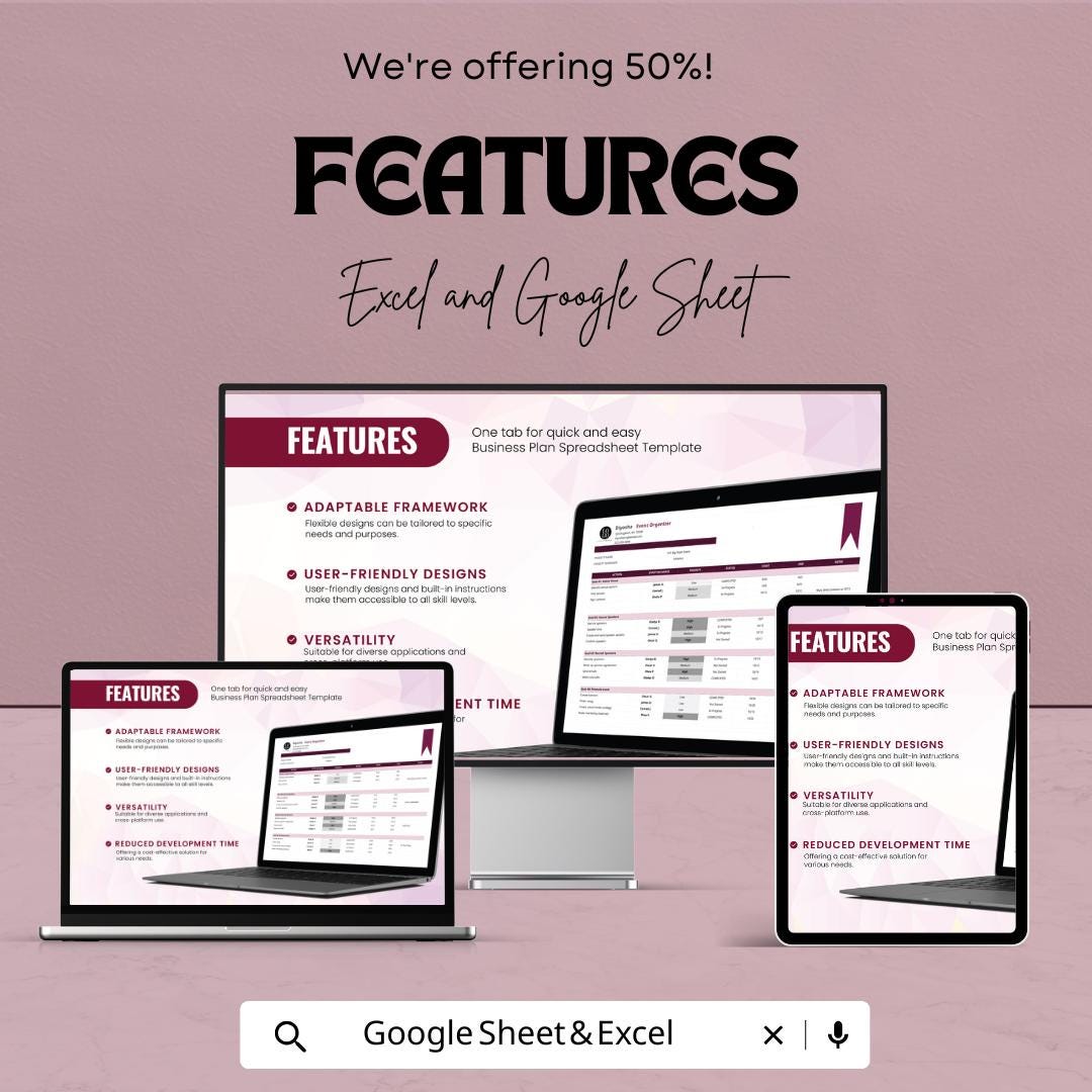 Business Plan Spreadsheet Template | Budget, Financial Planning, and Goal Tracker | Google Sheets & Excel Format