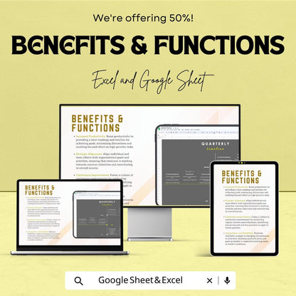 Quarterly Timeline Sheet | Project Management Template | Goal Setting | Business & Personal Planner | Track Progress and Milestones