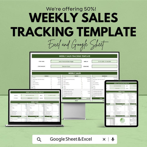 Weekly Sales Tracking Template | Sales Tracker Excel & Google Sheets | Weekly Revenue Tracker | Small Business Sales Log Template
