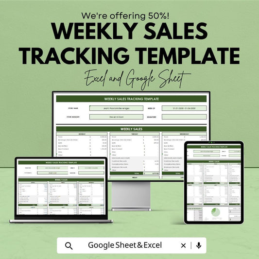 Weekly Sales Tracking Template | Sales Tracker Excel & Google Sheets | Weekly Revenue Tracker | Small Business Sales Log Template