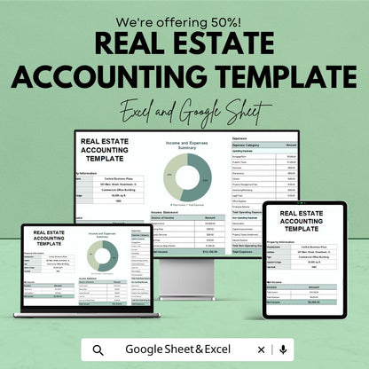 Real Estate Accounting Template | Property Management Finance Tracker | Excel and Google Sheets | Rental Income & Expense Spreadsheet