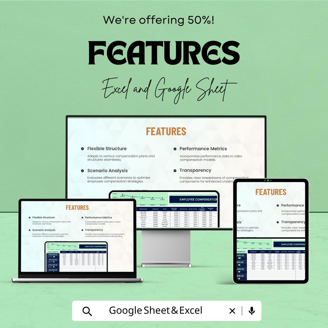 Finance Employee Compensation Model Template | Employee Salary Planner | HR Compensation Sheet | Payroll Strategy Template