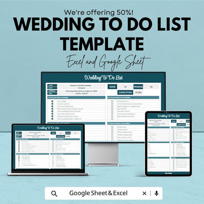 Wedding To Do List Template | Wedding Planning Checklist Spreadsheet | Bridal Task Organizer | Excel & Google Sheets | Event Planning Sheet